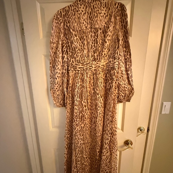 Zimmermann Cascadian Leopard Print Long Sleeve Linen Midi Dress US size 6 - Picture 8 of 13